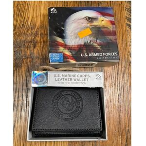 US Armed Forces Marine Corps Trifold Wallet RFID Blocking Eagle Flag USMC New